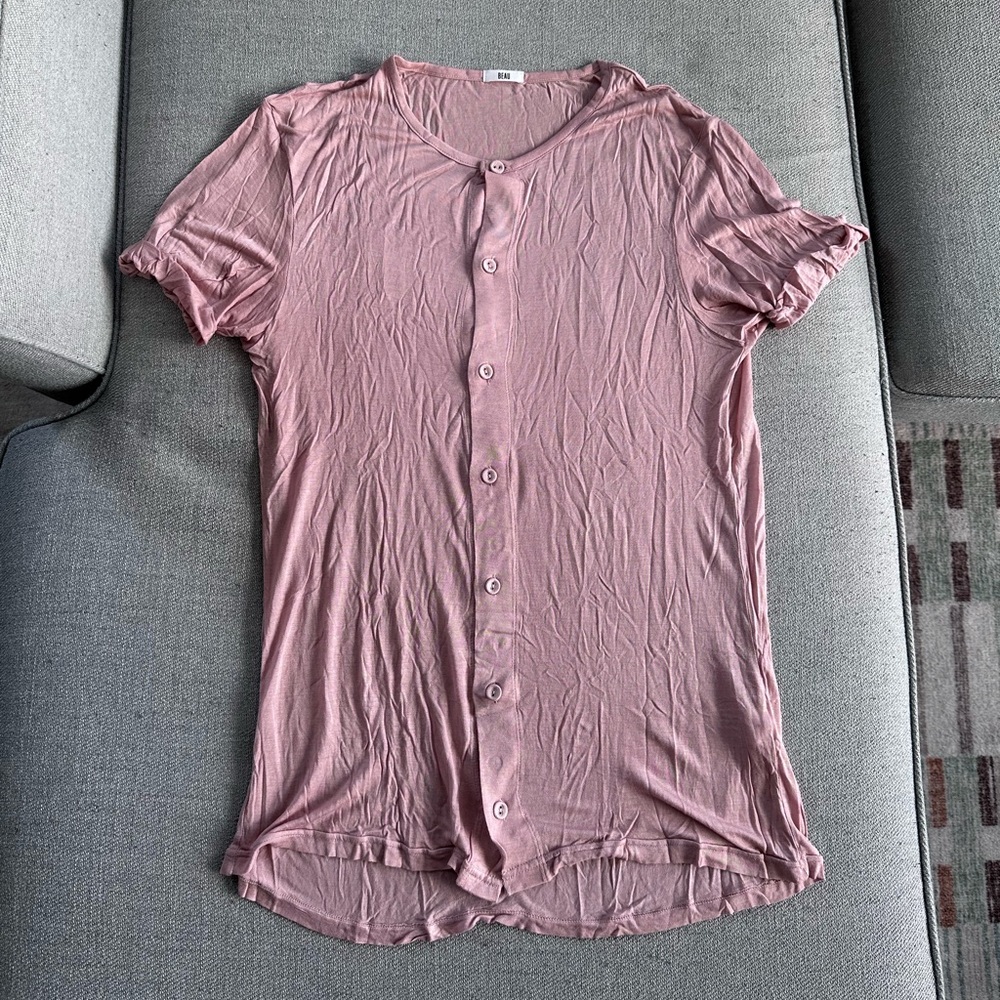 Pink Button-Up Breathable Soft Top